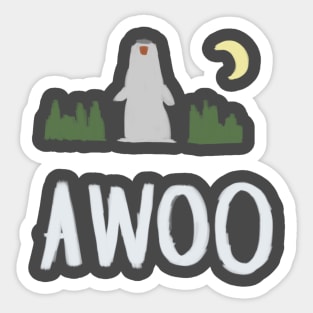 awoo cute night wolf animal T-shirt design Sticker